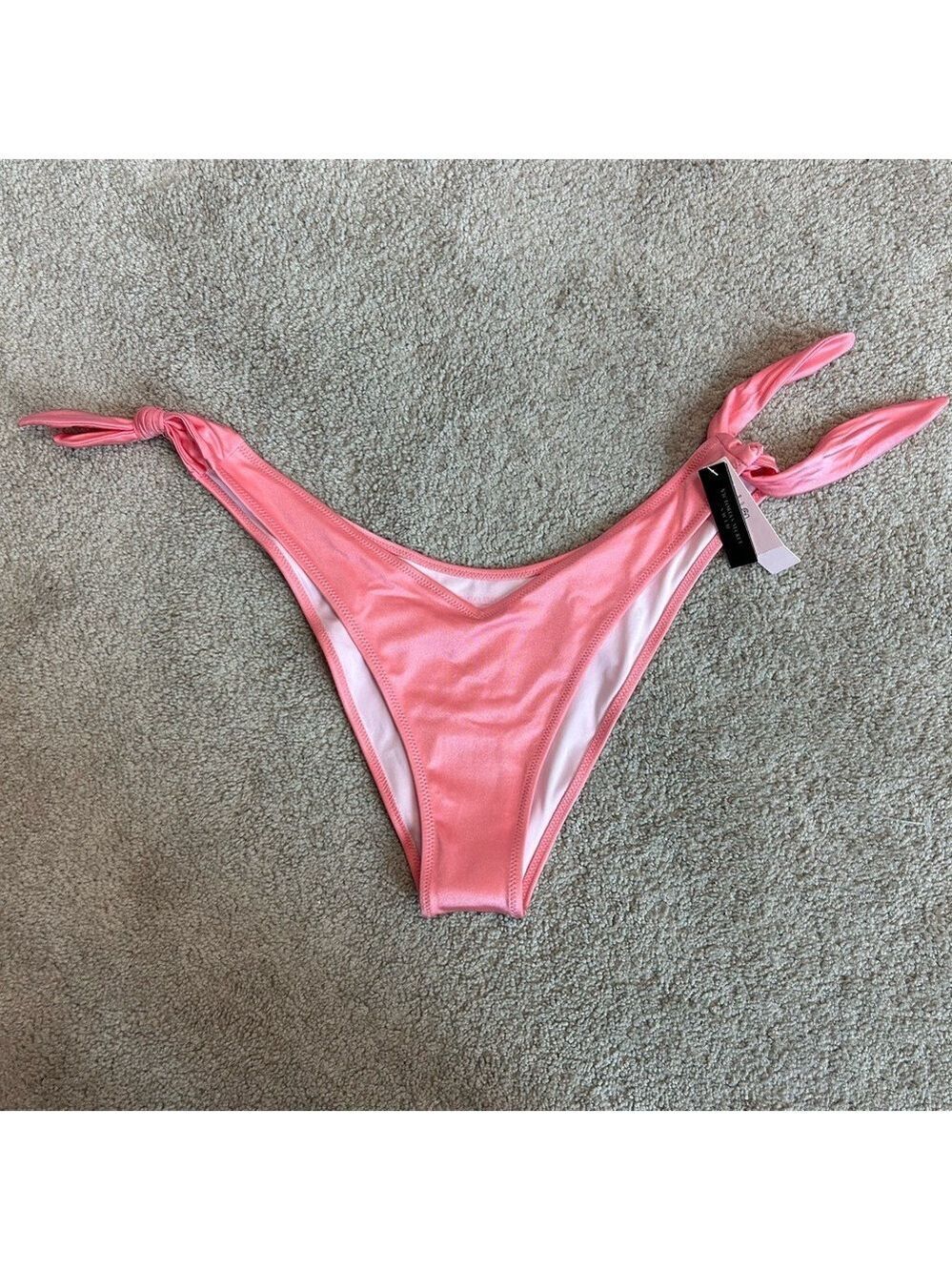 Victoria’s Secret coral pink side tie bikini bottoms Sz M NWT